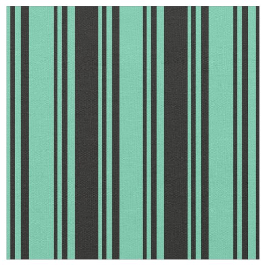 アクアマリンと黒の裏地パターン ファブリック (クローズアップ)