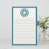 アクアマリンによって並べられる花柄のタイルの文房具 便箋 (スタンド正面)