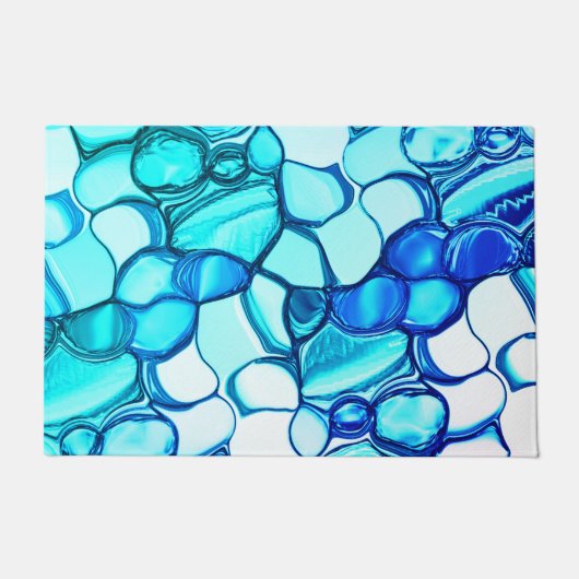 アクアマリンに似たトーンの石のように丸い ドアマット (正面)