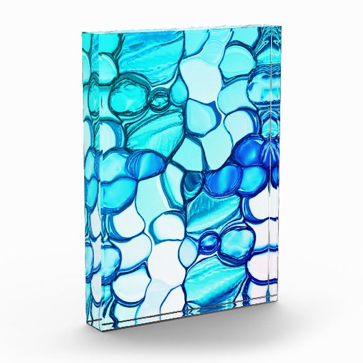 アクアマリンに似た色合いの石のように丸い フォトブロック (左)