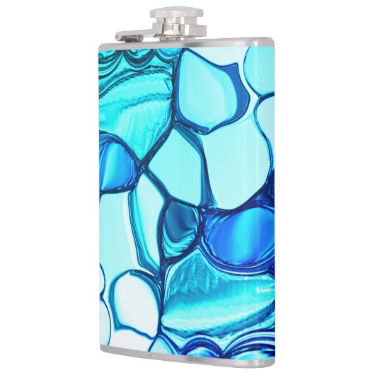 アクアマリンに似た色合いの石のように丸い フラスク (左)