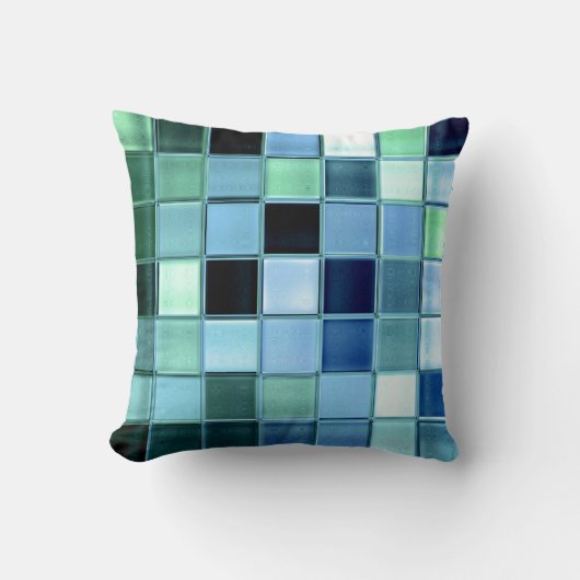 アクアマリンのガラスモザイクカスタムな家の装飾 クッション (正面)
