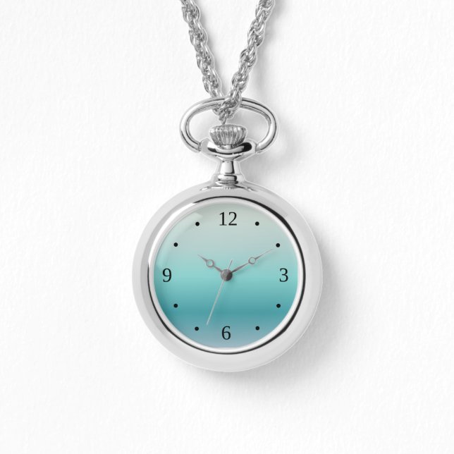 アクアマリンのグラデーシミニマルョン番号 腕時計 (正面)