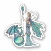 アクアマリンのドラゴンの妖精の幻想芸術 モリー・ハリソン シール (正面)