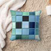 アクアマリンのビーチの装飾用クッションのモザイク芸術 クッション (ブランケット)