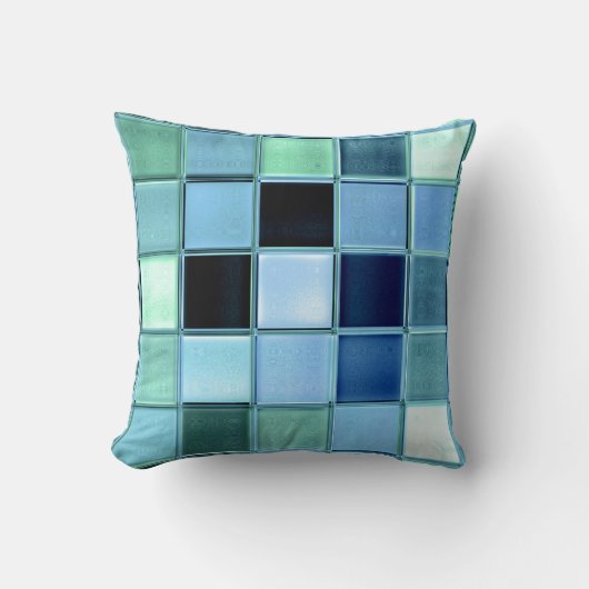 アクアマリンのビーチの装飾用クッションのモザイク芸術 クッション (正面)