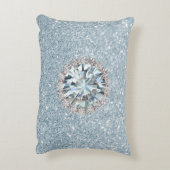 アクアマリンのフェイクなグリッター及び宝石 アクセントクッション (裏面(縦))