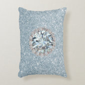 アクアマリンのフェイクなグリッター及び宝石 アクセントクッション (正面(垂直))