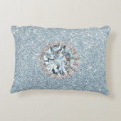 アクアマリンのフェイクなグリッター及び宝石 アクセントクッション (裏面)