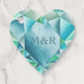 アクアマリンの水彩ハートがとってもキュートなバレンタインデー フェイバータグ (正面)