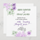 アクアマリンの水彩花 Save the Date - エレガントなヴィオレットの花 セーブザデート (正面/裏面)