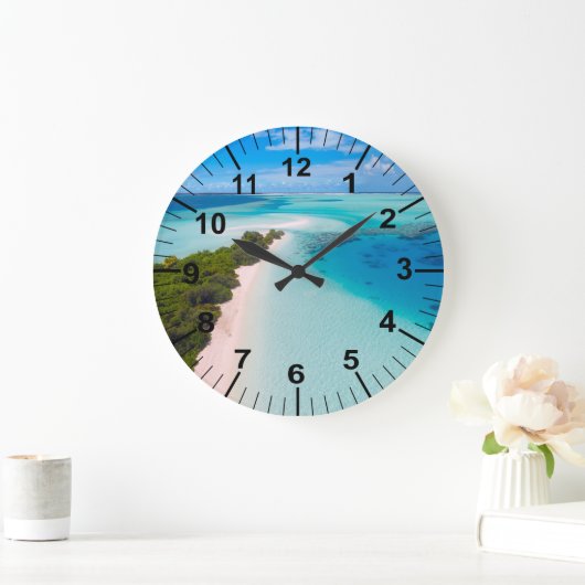 アクアマリンの海およびビーチのテーマ ラージ壁時計 (ホーム)