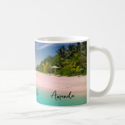 アクアマリンの海 熱帯ビーチの風景 コーヒーマグカップ (右)