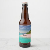 アクアマリンの海 熱帯ビーチの風景 ビールラベル (正面)