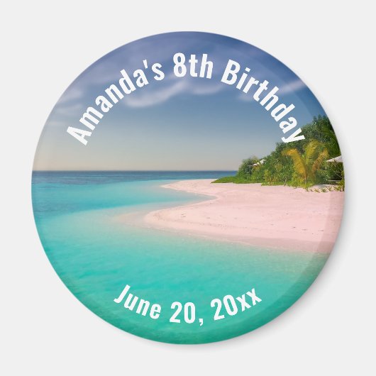 アクアマリンの海 熱帯ビーチの風景 誕生日 マグネット (正面)