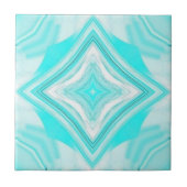 アクアマリンの白いひし形の幾何学的形状 タイル (正面)