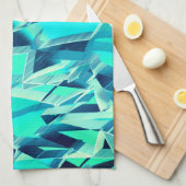 アクアマリンの背景にドリジルが付いたシアンのトラック キッチンタオル (四つ折り)