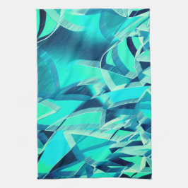 アクアマリンの背景にドリジルが付いたシアンのトラック キッチンタオル