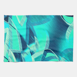 アクアマリンの背景にドリジルが付いたシアンのトラック キッチンタオル