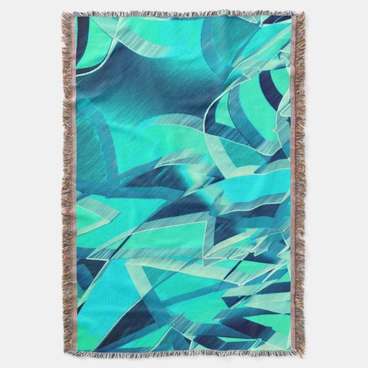 アクアマリンの背景にドリジルが付いたシアンのトラック スローブランケット (正面縦)