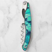 アクアマリンの背景にドリジルが付いたシアンのトラック ソムリエナイフ (正面)