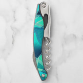 アクアマリンの背景にドリジルが付いたシアンのトラック ソムリエナイフ (裏面)