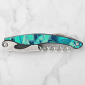 アクアマリンの背景にドリジルが付いたシアンのトラック ソムリエナイフ (正面)