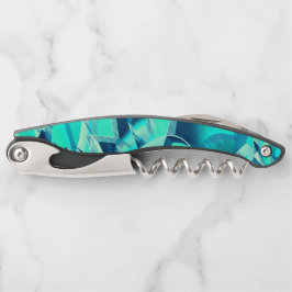 アクアマリンの背景にドリジルが付いたシアンのトラック ソムリエナイフ