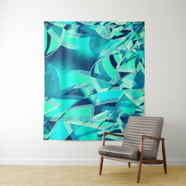 アクアマリンの背景にドリジルが付いたシアンのトラック タペストリー