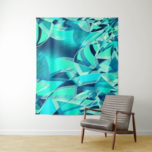 アクアマリンの背景にドリジルが付いたシアンのトラック タペストリー (インサイチュ)