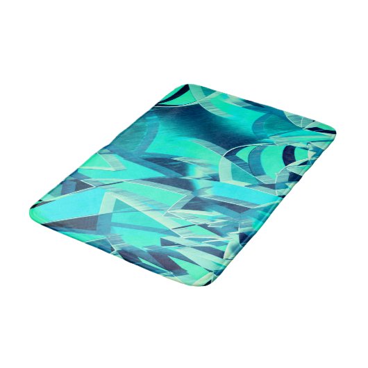 アクアマリンの背景にドリジルが付いたシアンのトラック バスマット (アングル)