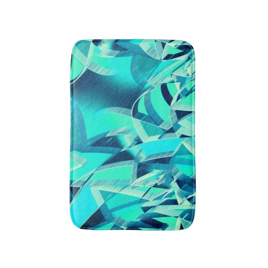 アクアマリンの背景にドリジルが付いたシアンのトラック バスマット (正面縦)