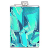 アクアマリンの背景にドリジルが付いたシアンのトラック フラスク (正面)