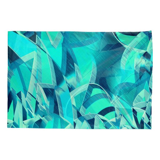 アクアマリンの背景にドリジルが付いたシアンのトラック 枕カバー (裏面-左)