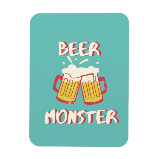 アクアマリンの背景のビールモンスターマグネット マグネット (縦)