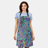 アクアマリンの花サイケデリック付き紫色の庭園 エプロン (着用した状態)