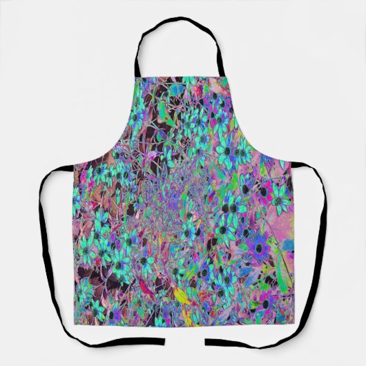 アクアマリンの花サイケデリック付き紫色の庭園 エプロン (正面)