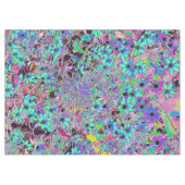 アクアマリンの花サイケデリック付き紫色の庭園 テーブルクロス (正面(横))