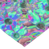 アクアマリンの花サイケデリック付き紫色の庭園 テーブルクロス (アングル)