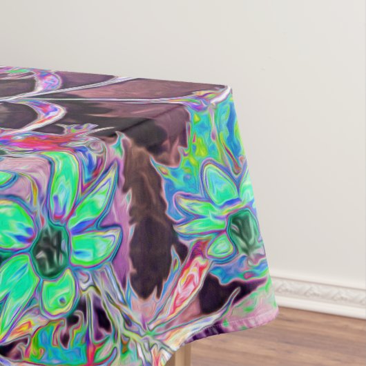 アクアマリンの花サイケデリック付き紫色の庭園 テーブルクロス (インサイチュ)