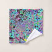 アクアマリンの花サイケデリック付き紫色の庭園 バスタオルセット (ウォッシュタオル)