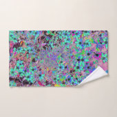 アクアマリンの花サイケデリック付き紫色の庭園 バスタオルセット (ハンドタオル)