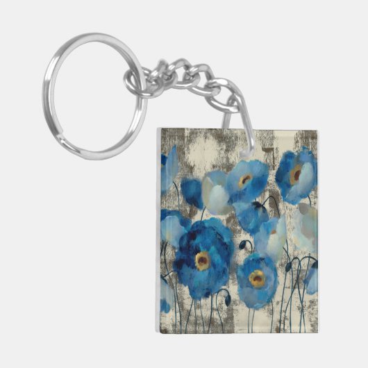 アクアマリンの花柄 キーホルダー (正面左)