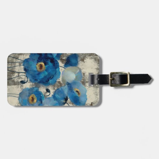 アクアマリンの花柄 ラゲッジタグ (正面横)