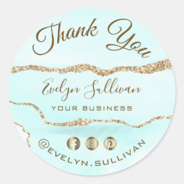 アクアマリンアゲートありがとうステッカー ラウンドシール