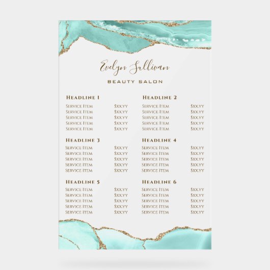 アクアマリンアゲート価格表 アクリルサイン (正面)