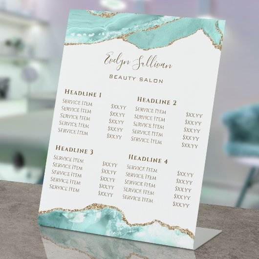 アクアマリンアゲート美しいサロン価格表 台座サイン