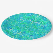 アクアマリンアラベスクボヘミアンパターン ペーパープレート (アングル)