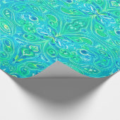 アクアマリンアラベスクボヘミアンパターン ラッピングペーパー (角)
