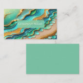 アクアマリンアンドゴールデングリッタートロピカルビーチ 名刺 (正面/裏面)